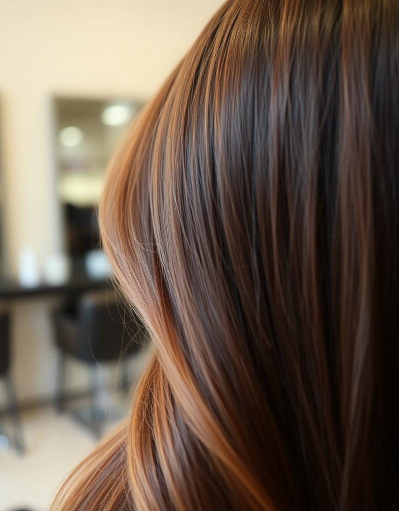 Freshly toned, glossy hair colour at Esther Alexander salon in Ewell